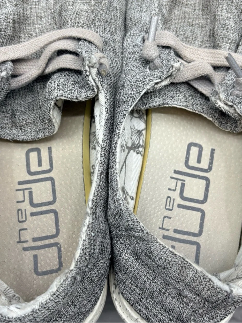 Hey Dude Shoes Womens 7 Wendy L Linen Slip On Casual Gray